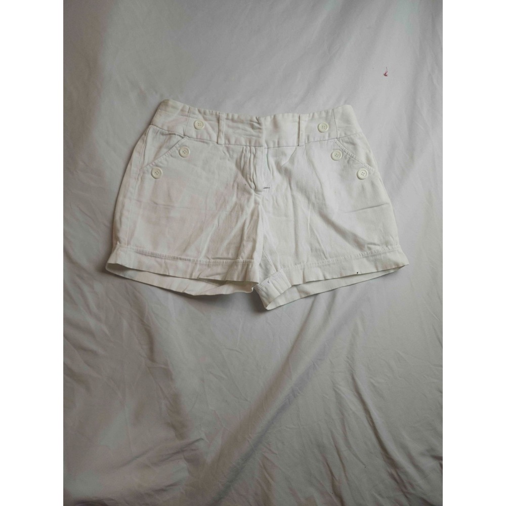 Courtenay Shorts Womens 10 White Sailor Button Cuffed Stretch Summer Pockets